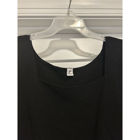 Perfectshe Relaxed Black Sleeveless Crop Top Tank Size XL Linen Blend Boxy Fit - Picture 2 of 6